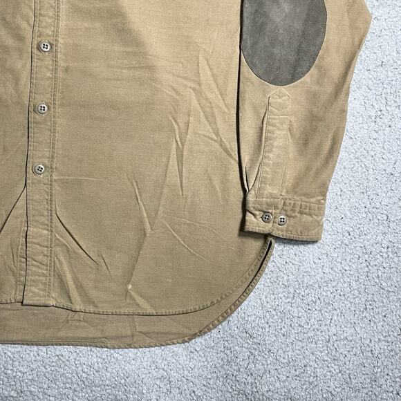 LL Bean Shirt Mens XL Beige Shooting Padded Elbow Patch Outdoor Hunting Work - Picture 8 of 13